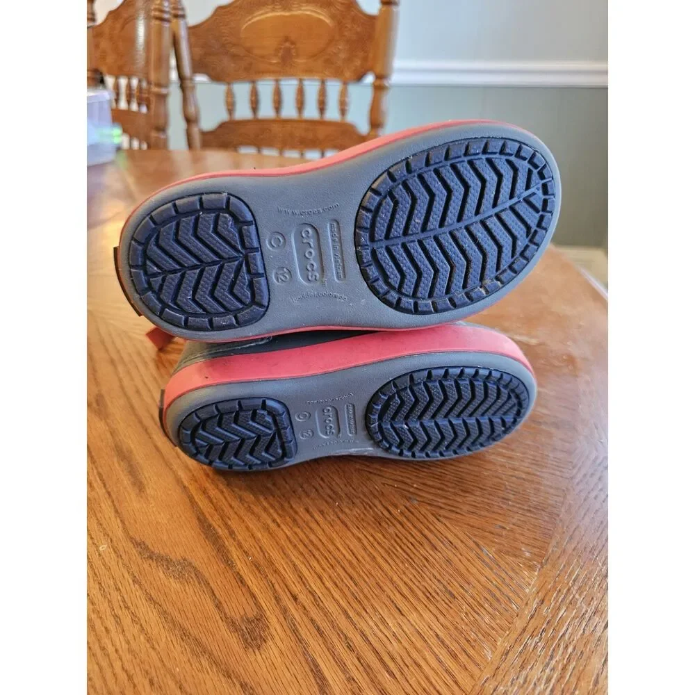 Crocs Kids Lodgepoint‎ Blue Red Gray Snow Boots - Size 12 Winter